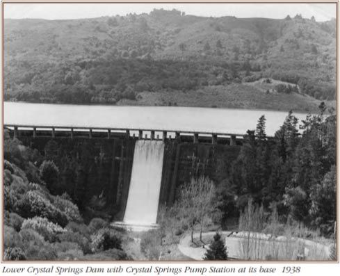 Lower Crystal Springs dam and pump station, circa 1938