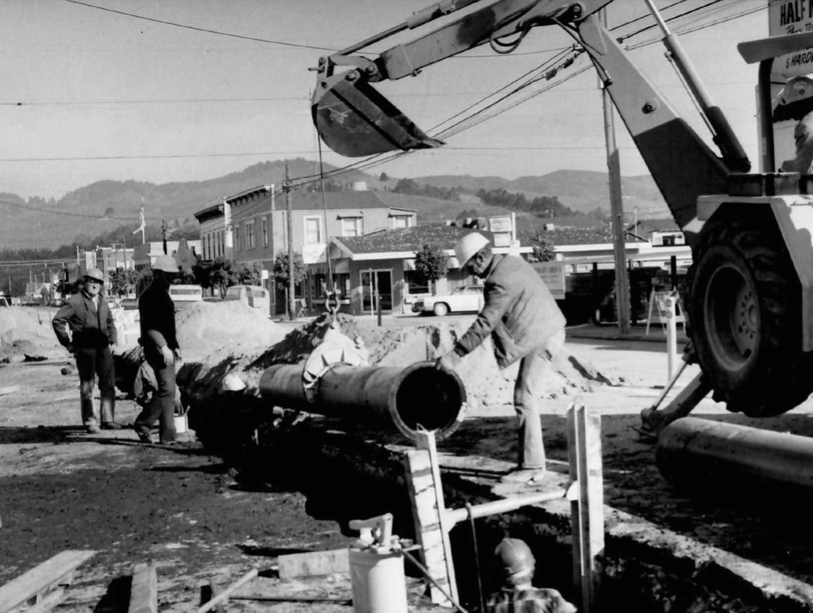 Half Moon Bay Main Street 1976 water pipe construction