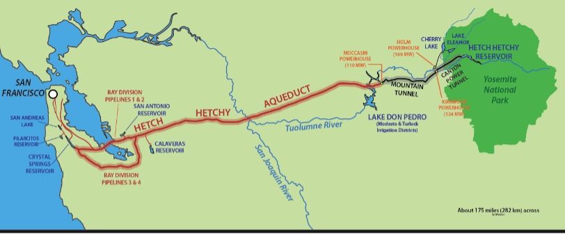 Hetch Hetchy aqueduct system map
