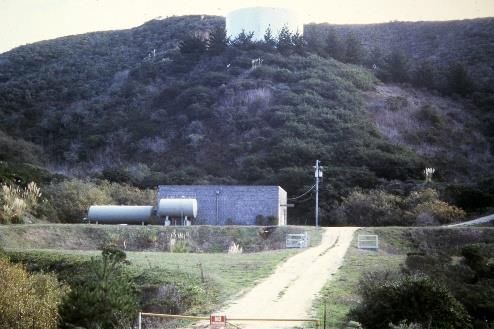 Denniston Water Treatment Plant, storage tank and pump house, circa 1974