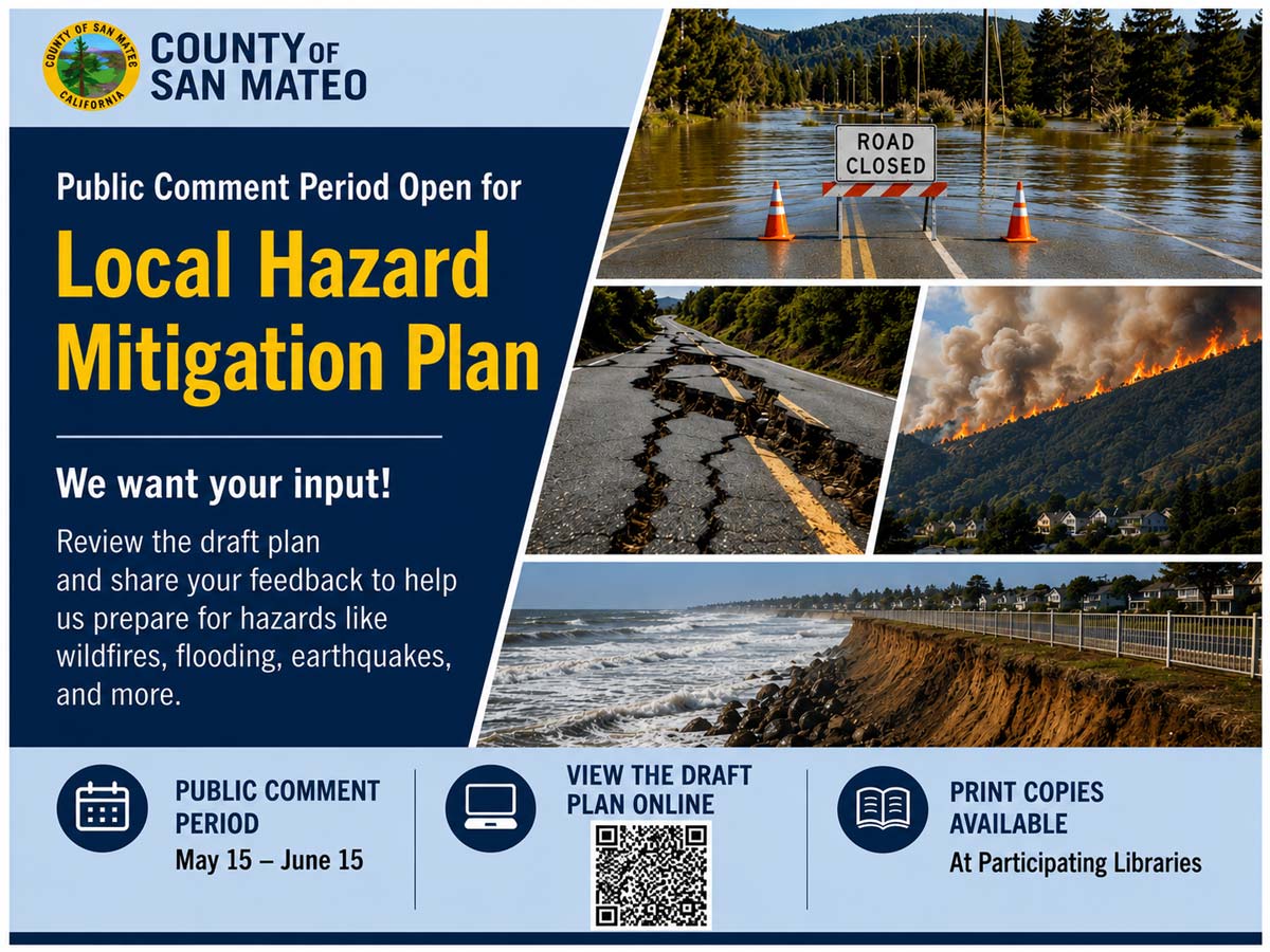San Mateo County Local Hazard Mitigation Plan public comment period open from May 15 to June 15 online and at participating libraries